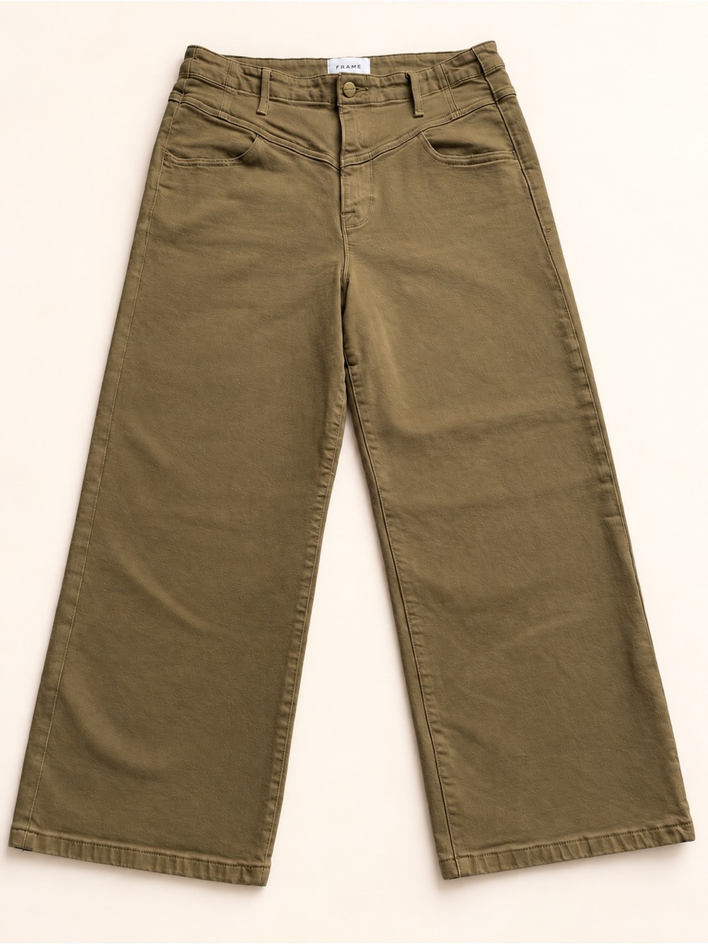 FRAME Olive Green Cropped Wide Leg Jeans Size 29